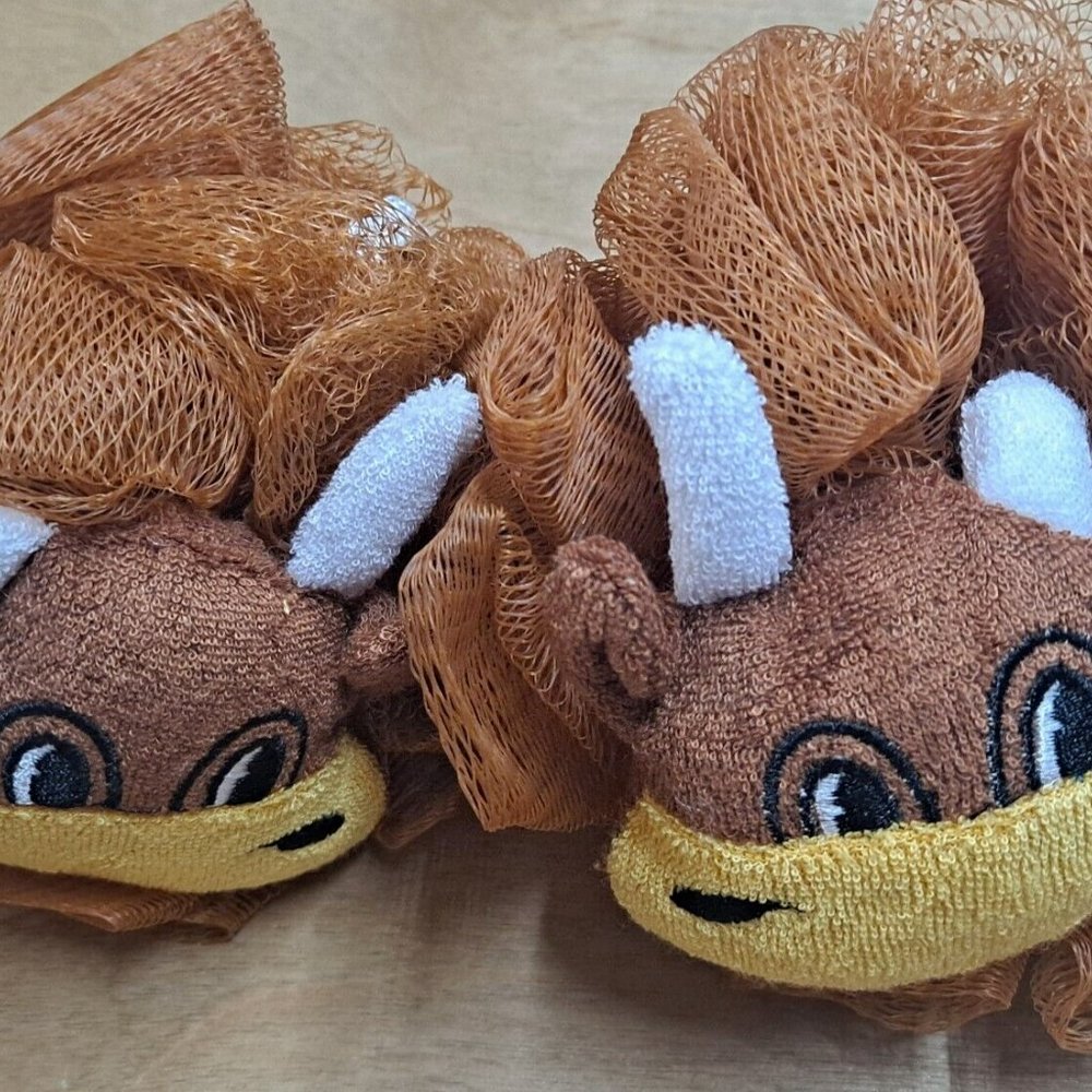 Two Texas Longhorns Plush Bath Wash Sponge loofahs Mascot Wear